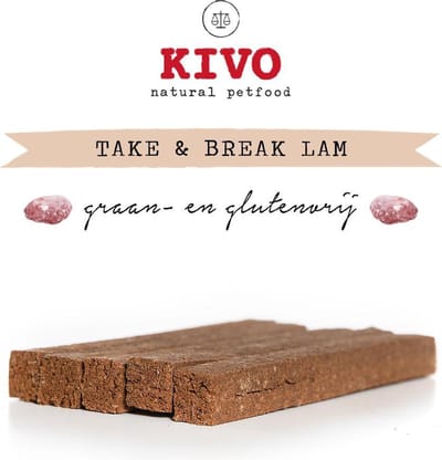 Kivo Petfood Hondensnack Take & Break Lam 16 stuks - Kauwstaaf zonder granen of gluten.