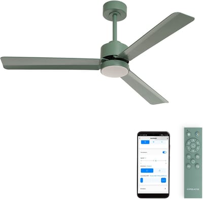 CREATE - Stille plafondventilator 40W met licht - Sage - Ø132cm - WIFI + Afstandsbediening - WIND MODERN