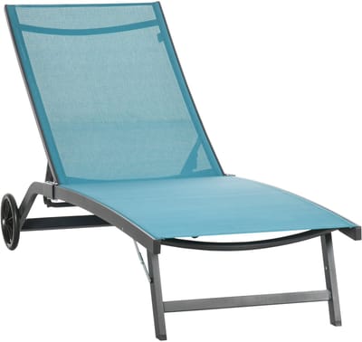 Killogood Ligstoel - 5-stand verstelbare rugleuning - ademende stof - aluminium frame - blauw - 195 x 66 x 34 cm