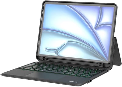 Ntech - Toetsenbord Geschikt voor iPad Air 11 inch Hoes (2025 2026) Hoes / iPad Pro 11 (2022)(2021) /Air 5 (2022) /Air 4 (2020) / Air 11 inch (2025) M3 / Air 11 inch (2024) M2 bluetooth toetsenbord QWERTY - Cover met Touchpad Muis Pencil Houder
