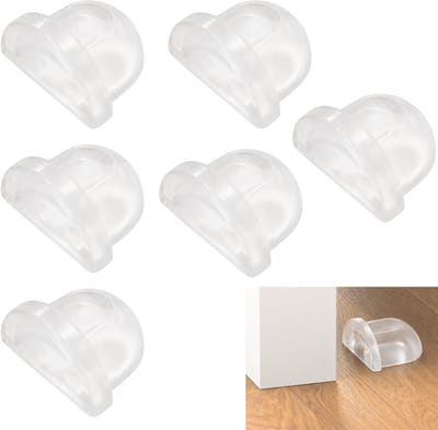 6 stuks deurstoppers, zelfklevende bodem, transparant, D-vorm, zelfklevende vloerdeurstopper, bescherming van muur en meubels, wandbuffer voor alle harde vloeren, badkamer, slaapkamer