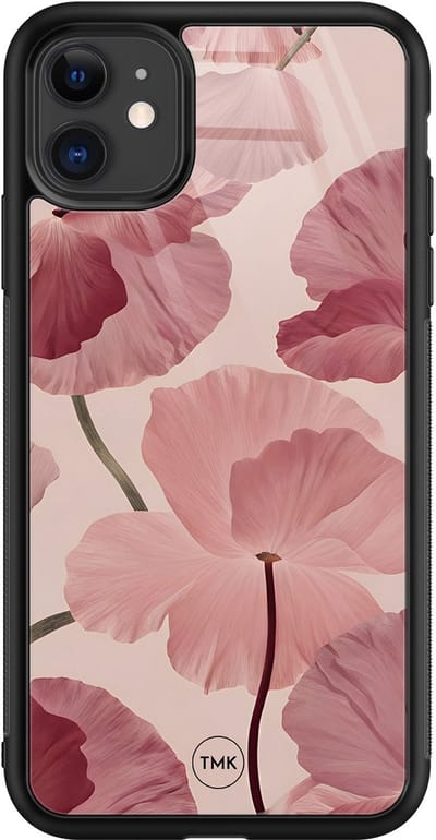 Hoesje geschikt voor Apple iPhone 11 - Vintage blossom - Roze - TPU luxe case (glossy toplaag) - Bloemen - Hardcase backcover zwart