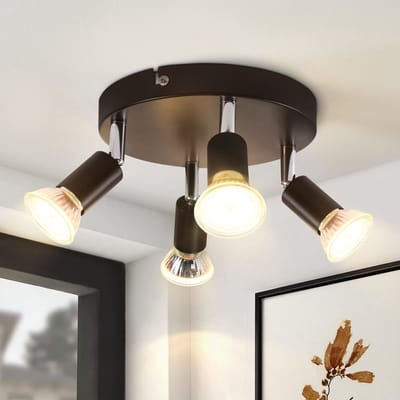 NETTLIFE Opbouwspot - rond - 4-Lichts - GU10 Fitting - zwart - Moderne Plafondlamp - Plafondspot - voor Hal | Slaafkamer | Kantoor | Woonkamer - Zonder Lichtborn