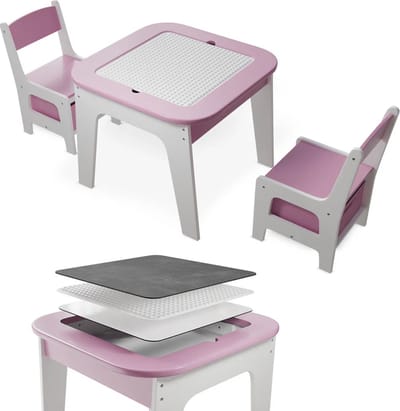 Kinderzitgroep Milou - Met 2 stoelen en 1 tafel - Roze