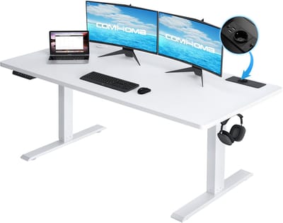 COMHOMA - Elektrisch Zit Sta Tafel 160x70 cm - Met Geheugenfunctie - Wit