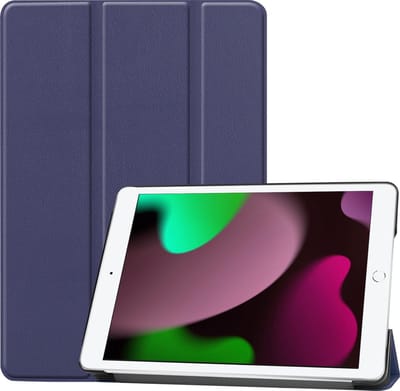 Hoes - Geschikt voor Apple iPad 9 (2021) - 10.2 inch - 9e Generatie - Dun & Stevig - Trifold Bookcase - Hard Cover - Hardcover Book Case - Tablet Hoesje - Donkerblauw