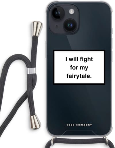 Case Company® - Hoesje met koord geschikt voor iPhone 14 hoesje met Koord - Fight for my fairytale - Telefoonhoesje met Zwart Koord - Bescherming aan alle Kanten en Over de Schermrand