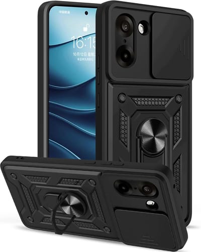 Hoesje Geschikt voor Oneplus Nord CE 5 - Zwart - Casemania Anti-Shock Hybrid Armor Back Cover - Extra Sterk Telefoonhoesje met Kickstand Ring en Camera Bescherming