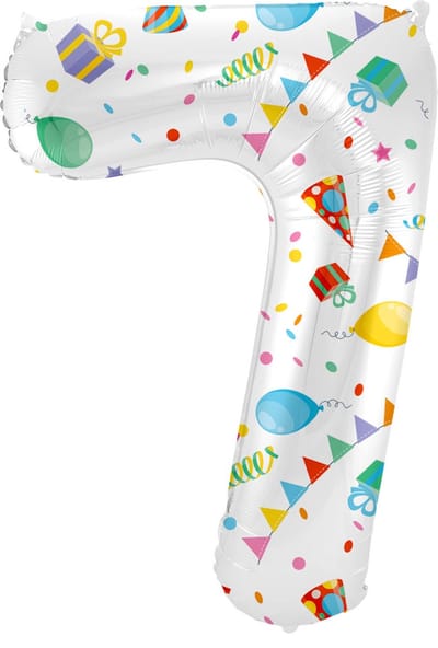 Folat - Folieballon Cijfer 7 Joyful Party - 86 cm