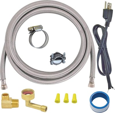 Vaatwasser installatieset met elektrische kabel 6ft - roestvrijstaal