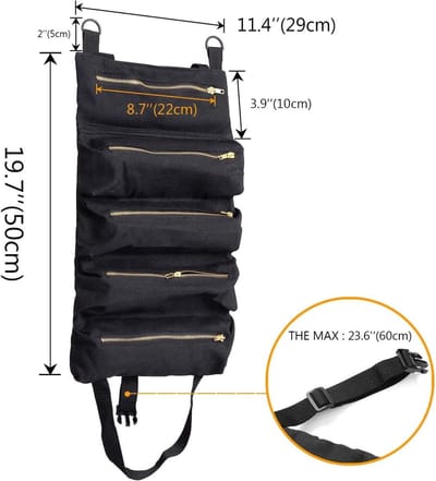 ZEYNOMAX- Gereedschapstas Duurzaam - Oprolbare Gereedschapstas - Multifunctioneel - Waterdicht - Ritsluiting - Afmeting 49x29 cm - Gereedschapsrol