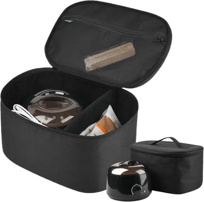 Wax Kit Tas - Opbergdoos Waxbonen - Schoonheid Organiseren - Verstelbare Indeler - 21 cm Lengte - Zwart