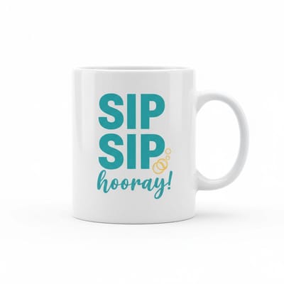 Sip Sip Hooray Koffiemok 330 ml – Vrolijke Feest Tekst Keramische Mok