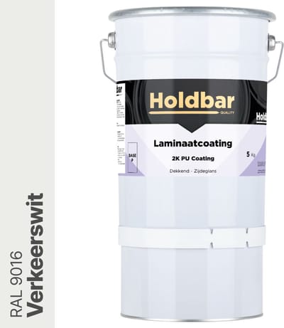Holdbar Laminaatcoating Verkeerswit (RAL 9016) 5 Kg - Laminaat Verf - Vloerverf - Alle Kleuren - Krasvast - UV-bestendig - Vergeelt niet - Gemakkelijk Schoonmaken - 2 Componenten