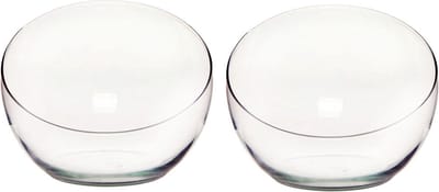 Bellatio Design Bolvaas schuine schaal - 2x - transparant gerecycled glas - D21 x H16 cm