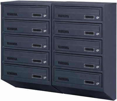 Brievenbus 10 plaatsen - Postkast woning - Correspondentie sorteren - Modulair horizontaal - 20 cm diep - Antraciet