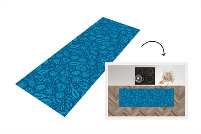 Keukenloper - Loper keuken - Blauw - Bacteriën - Virussen - Design - 150x50 cm - Keukenloper vinyl