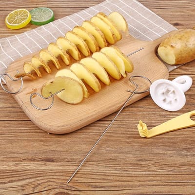Dailygoody - Tornado Spiraal Aardappelsnijder - Handmatige Snijmachine - Groente Spiralizer - DIY Chips Maker - Geschikt voor Thuisgebruik - Roes