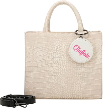 BUFFALO Handtas Schoudertas 2-Tone Croco Big Boxy Collection Shopper White Taupe Beige