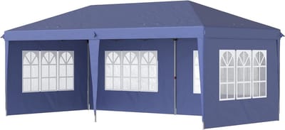 Partytent Vouwbaar - Feesttent Gazebo - Buitenfeesten Organiseren - Vier Afneembare Wanden - 3 x 6 m - Blauw