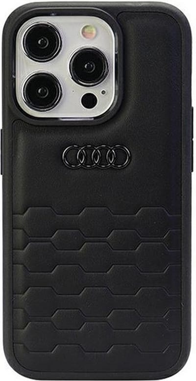 Audi GT Leather Back Case - Geschikt voor Apple iPhone 15 Pro (6.1") - Zwart