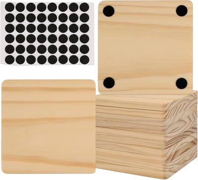 Set van 12 Onbehandelde Houten Coasters, 10cm Vierkant voor DIY Projecten, Houtsnijwerk en Schilderen