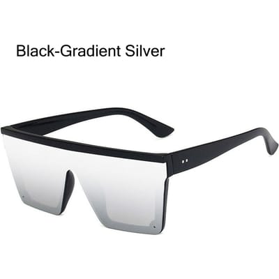 Retro Coole Oversized Zonnebril Eén Stuk UV400 Bescherming Platte Bovenkant Zonnebril Groot Montuur Schaduwen Voor Vrouwen & Mannen black
