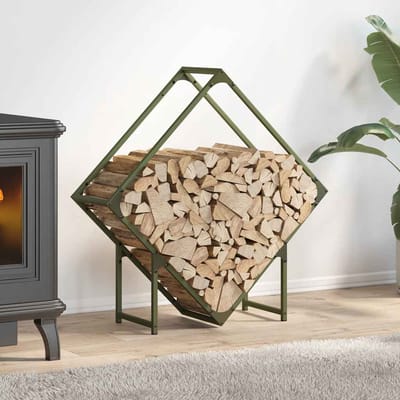 vidaXL - Brandhoutrek - 80x25x80 - cm - koudgewalst - staal - olijfgroen