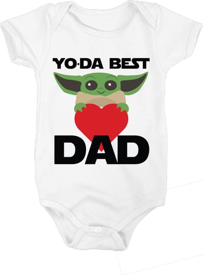 Hospitrix Baby Rompertje met Tekst Yo-da Best Dad | Korte Mouw, maat 62/68 | Cadeau voor vader | Cadeau voor stiefvader | Vaderdag cadeau