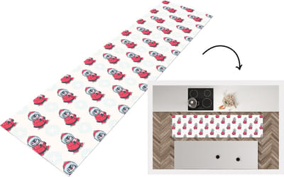 Keukenloper - Loper keuken - Pinguïn - Sneeuw - Brief - Kerst - Patronen - 200x50 cm - Keukenloper vinyl