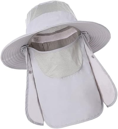 Zomerse Vissershoed met Brede Rand en UV-bescherming, Ademend en Sneldrogend, Inclusief Verwijderbare Nekflap