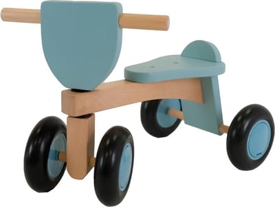 Bandits & Angels Vintage Rider Blue Loopfiets Hout vanaf 1 jaar - Voor Jongens en Meisjes - Houten Loop Fiets Blauw - Vierwieler - Geluidsarme en Krasvrije Wielen