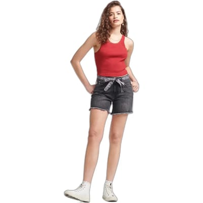 Superdry - Slimfit short met middelhoge taille - Dames - Jeans shorts