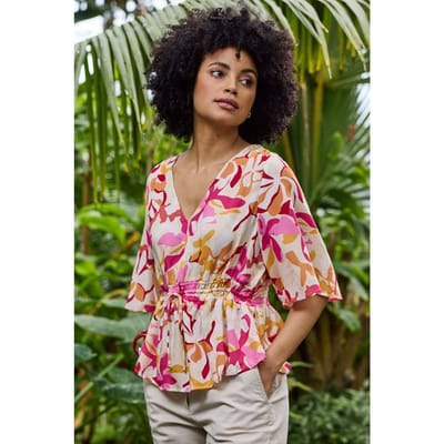 DIDI Dames Blouse Desire Pink Magnolia print maat 34