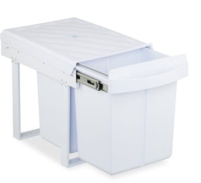 inbouw prullenbak - 2 vakken - 2x 20 l - keukenkastje - uittrekbaar - wit