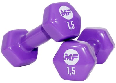 Muscle Power Vinyl Dumbbells - 2 x 1,5 kg - Paars
