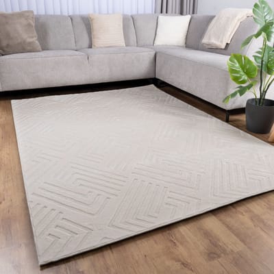 Crème Tapijt Wasbaar Laagpolig Vloerkleed met Anti Slip Koho Japandi Stijl Wasbaar op 30° - 70x150cm- Modern - Woonkamer - Salon - Slaapkamer - Eetkamer