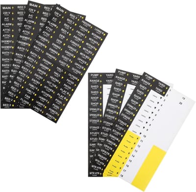Paneelstickers Sets - Nummerlabels Zelfklevend - Groepenkast Identificatie - Waterdicht PVC Materiaal - 29x17cm - Zwart