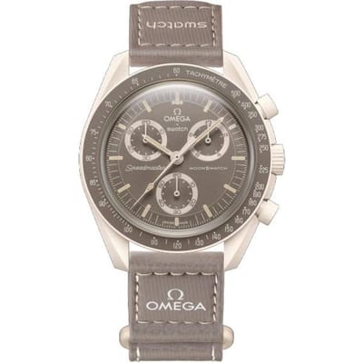 Swatch x Omega Bioceramische Maanmissie Op Aarde Woestijn Herenhorloges Bruin SO33T103 Coffee Watch Dial gray