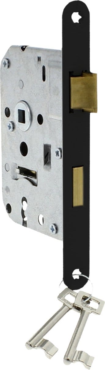 Starx Deurslot Binnendeur � Kamerdeurslot met Voorplaat Zwart � Slot met sleutels � 50 x 56 mm