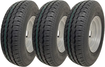 145R10 Aanhangwagenbanden & velgen 4x100 mm PCD 84/82N Draagvermogen 500 kg (set van 3)