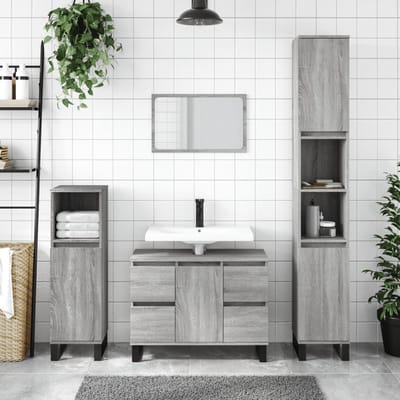 vidaXL - Badkamerkast - 30x30x100 - cm - bewerkt - hout - grijs - sonoma - eikenkleur