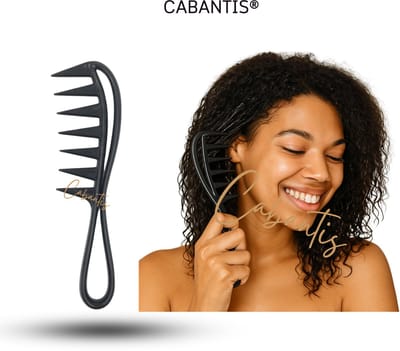 Cabantis® Brede Grove Shark Kam – Antiklit Krullenkam – Voor Krullend, Kroes en Dikker Haar – Anti-Pluis Ontwarrende Kam - Zwart