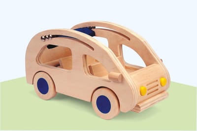 Educo Houten Auto - Aanvulling op het poppenhuis - Houten speelgoed - Houten puzzel - Educatief speelgoed - Kinderspeelgoed