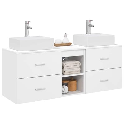 vidaXL - Badkamerkast - set - 3 - st - Wit - 49,5 - x - 41 - x - 62,5 - cm - Bewerkt - hout