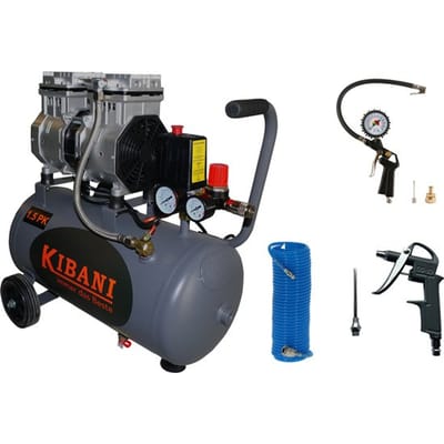 Kibani Super stille compressor 50 liter + luchtslang + luchtspuit + bandenpomp - SET - Low Noise - Compressoren - 50L
