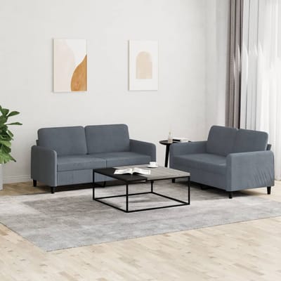 vidaXL - 2-delige - Loungeset - fluweel - donkergrijs