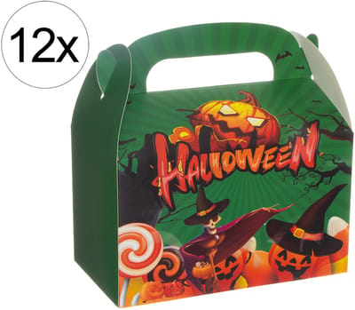 12x Halloween Cadeaudoos – Bonbondoos / Pralinedoos met Deksel – Traktatiedoos – Geschenkverpakking – Snoepdoosje met Halloween Thema