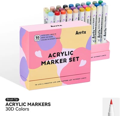 Arrtx - Acrylmarkers - 30D - Paint Brush Tip Markers - 30 kleuren