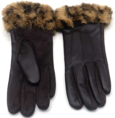 Handschoenen Bruin Luipaard print - Imitatiebont - Met touchscreen tip - Cadeautip - Damesdingetjes